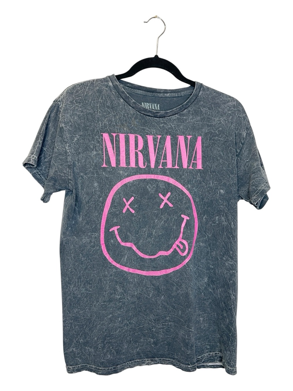 NIRVANA Mineral Wash Gray and Pink 100% Cotton Tee size Medium